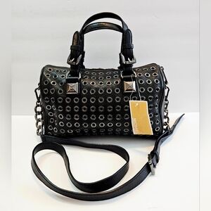 Michael Michael Kors Grayson Grommet Black MD TZ Satchel Genuine Leather Bag